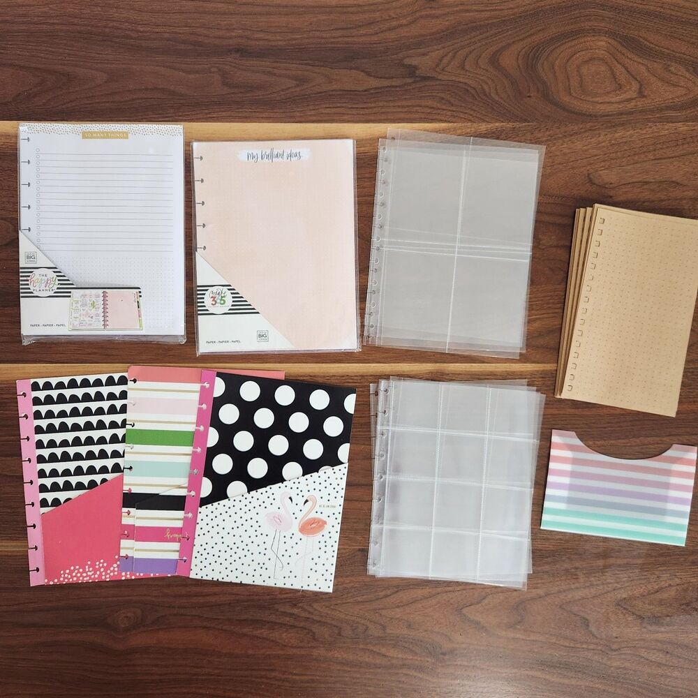 The Happy Planner Lot Pre Punched Paper Folders Pocket Page Protectors